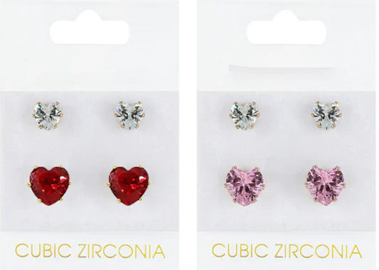 Heart Rhinestone Earring Set