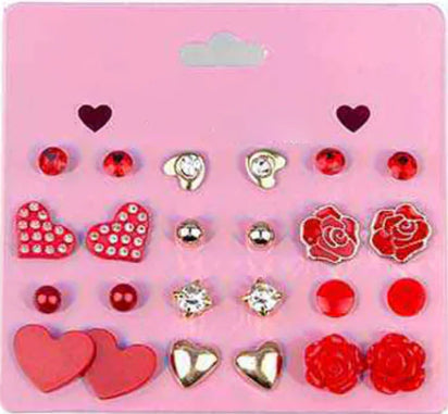 Heart  Earring Set-12 pairs