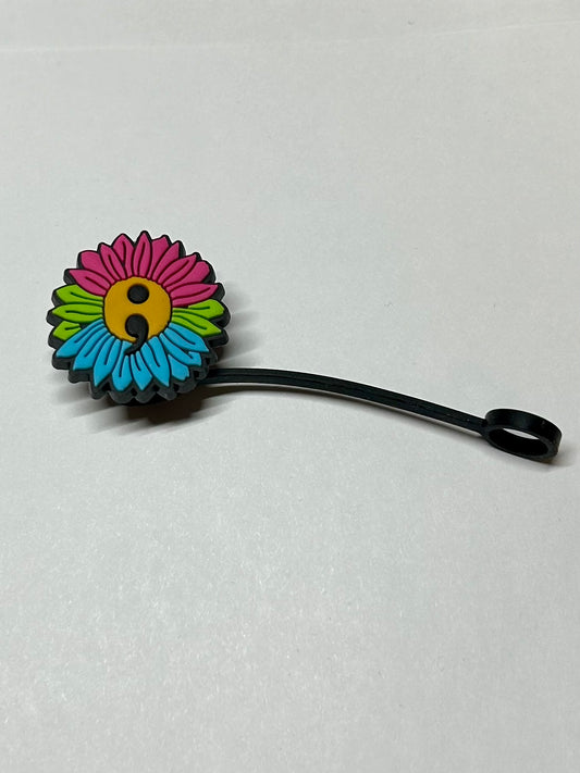 Multi Sunflower With Semi-Colon Straw Topper