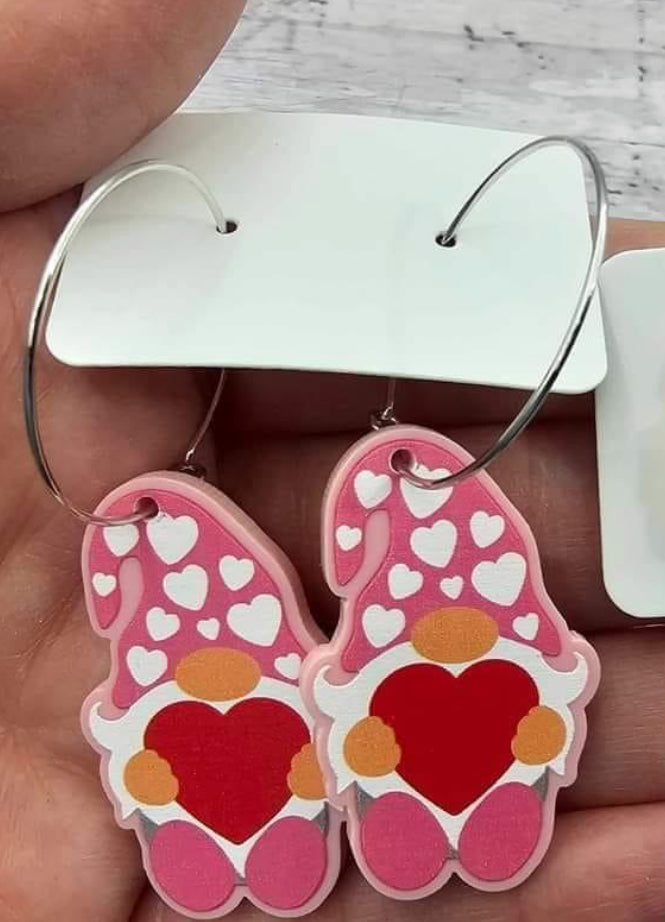 Gnome Heart Hoop Earrings