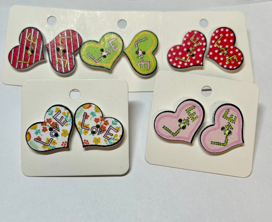 Heart Button Earrings