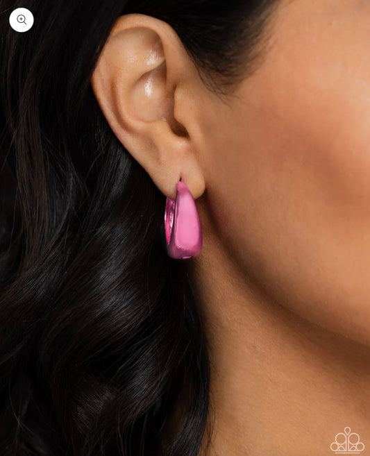 Colorful Curiosity Pink Hoop Earrings