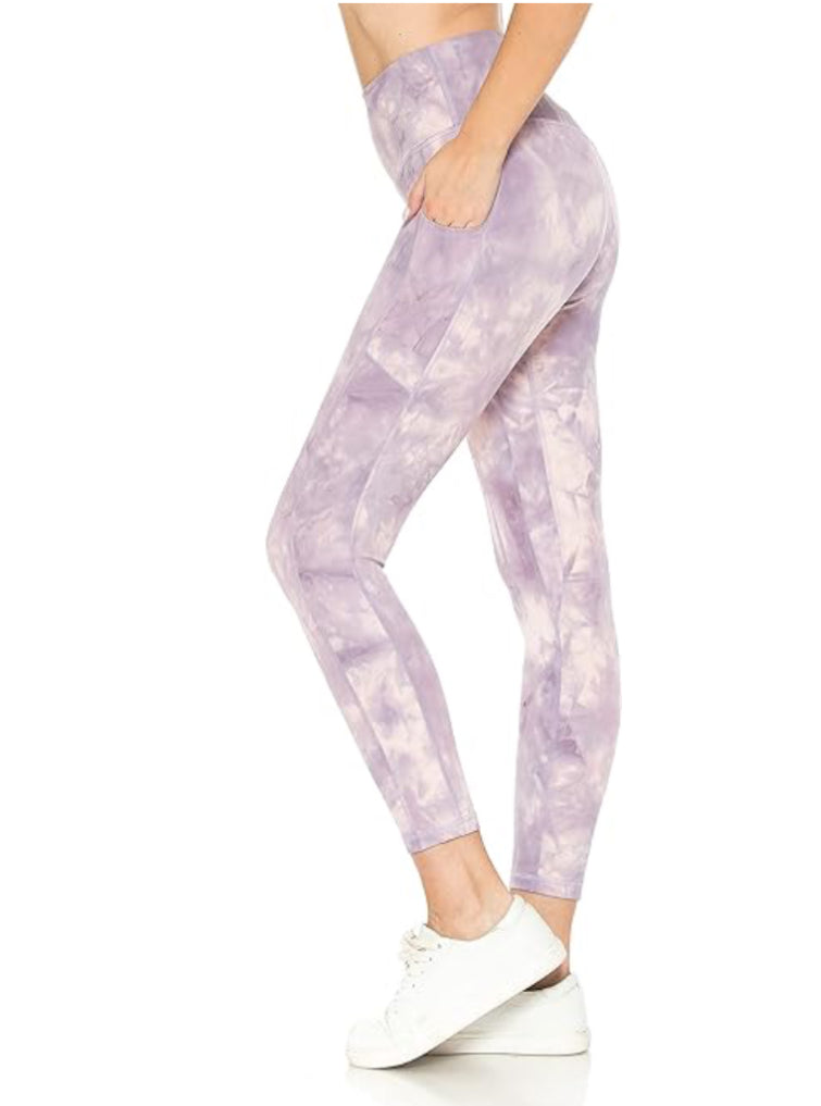 Fit USA Athletic Leggings-Purple Tie Dye