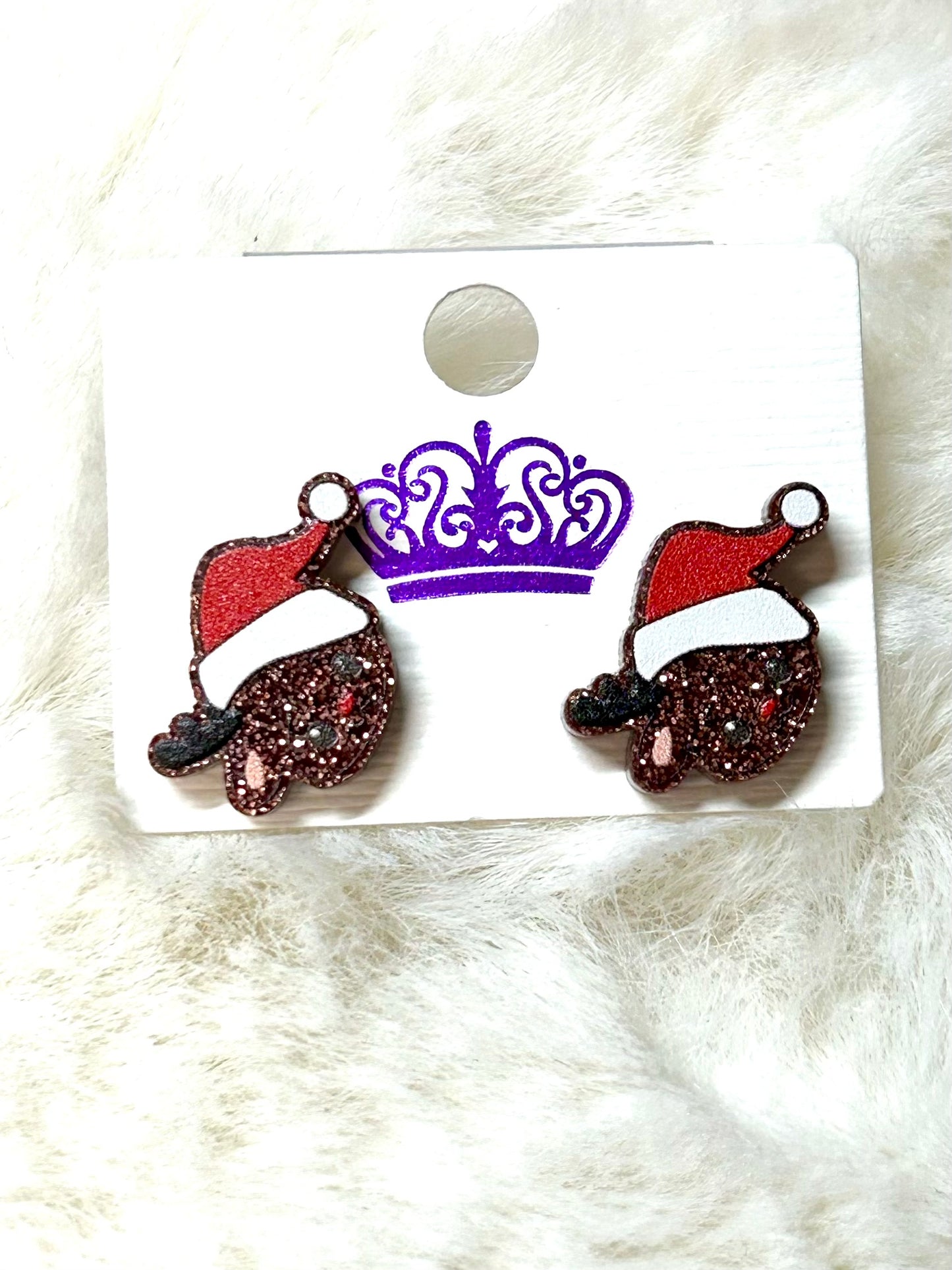 Glitter Reindeer Post Earrings