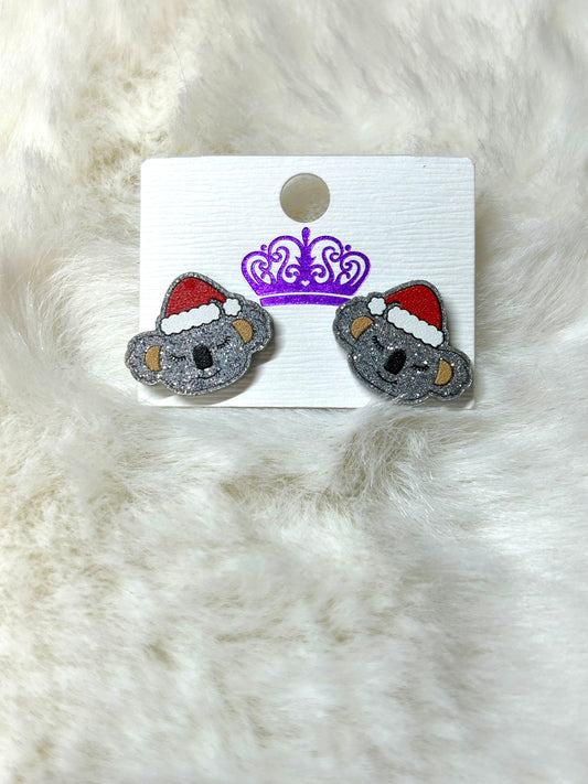 Glitter Koala Post Earrings