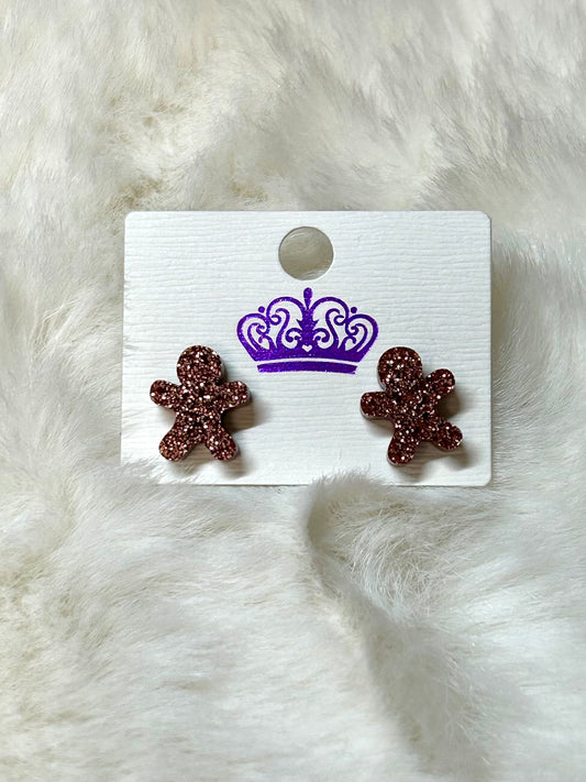 Glitter Gingerbread Post Earrings