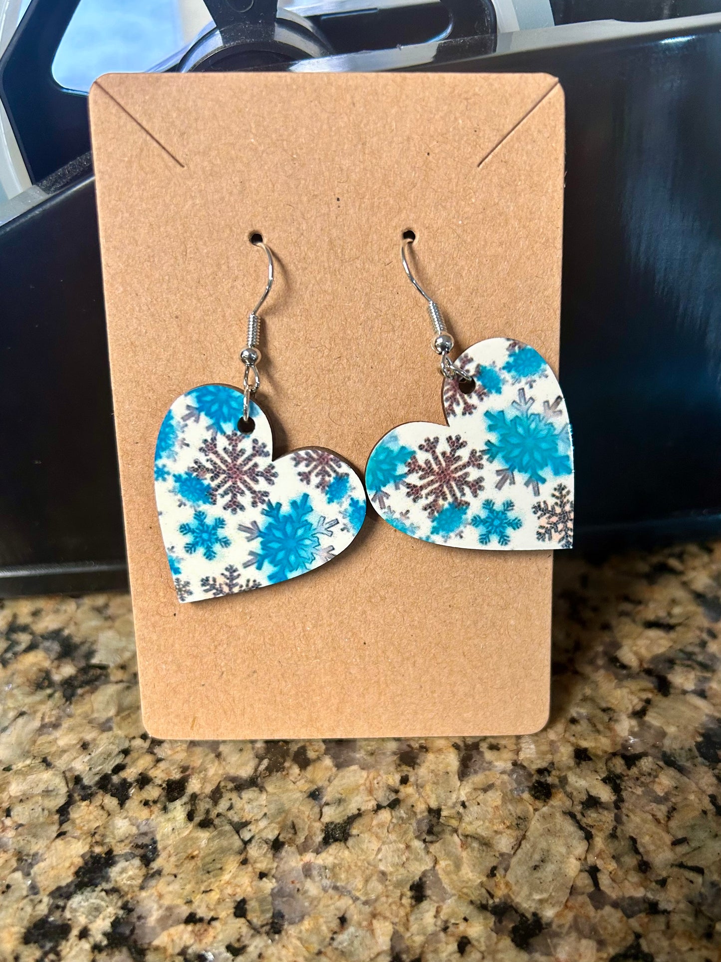 Silver & Blue Snowflake Earrings