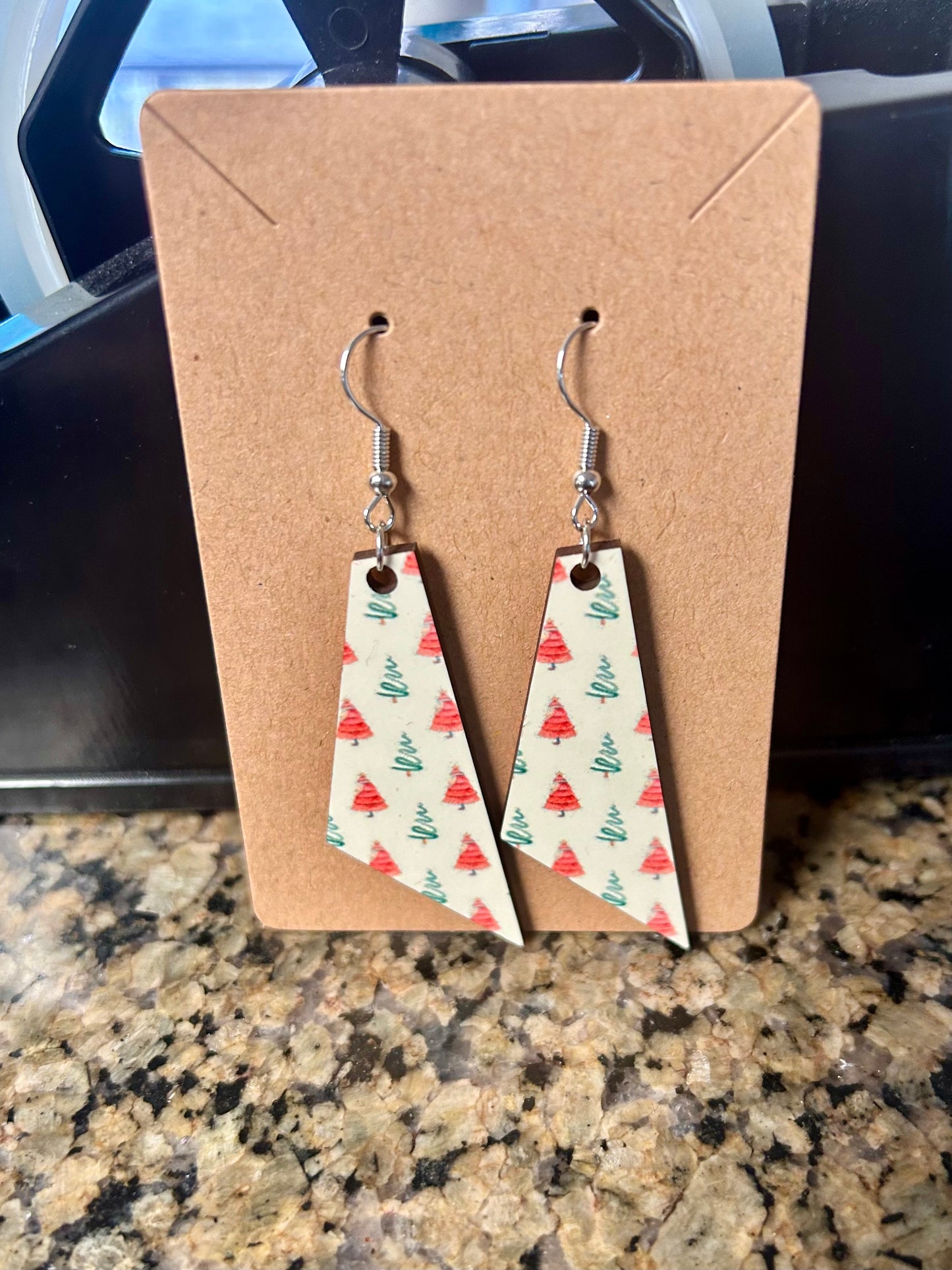 Red & Green Christmas Tree Earrings