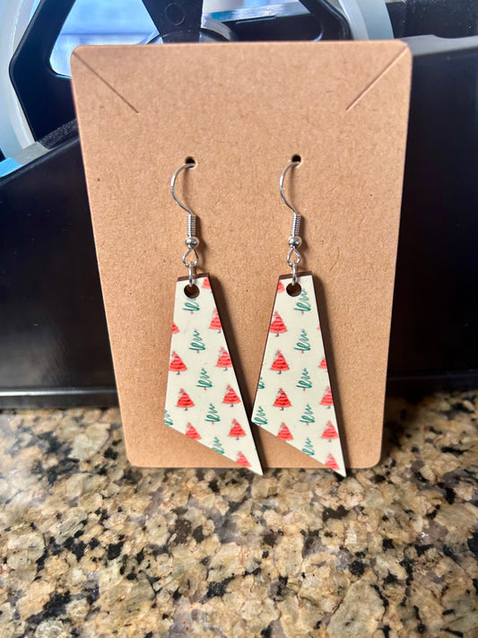 Red & Green Christmas Tree Earrings