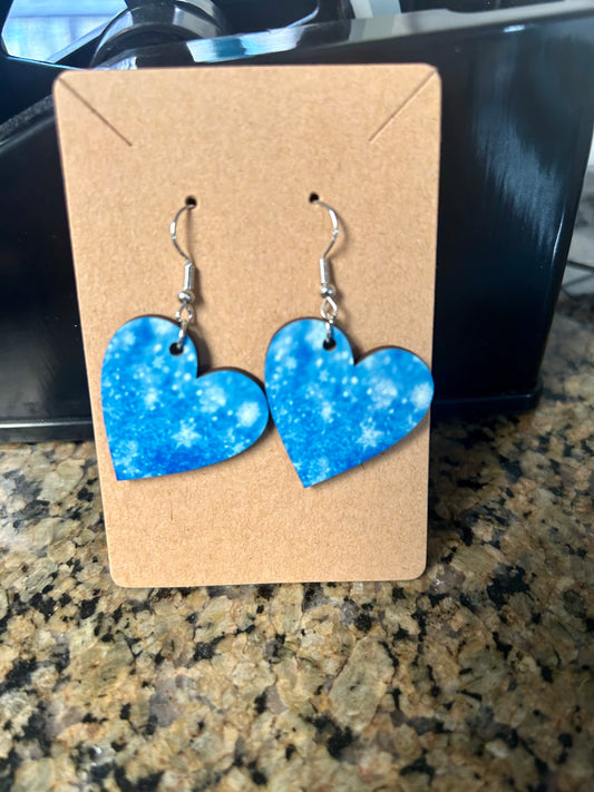 Blue Ice Heart Earrings