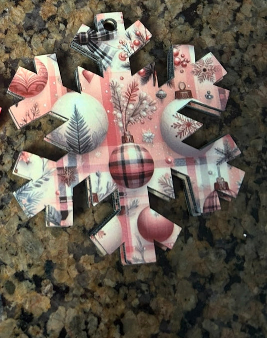 Pink Holiday Snowflake Ornament