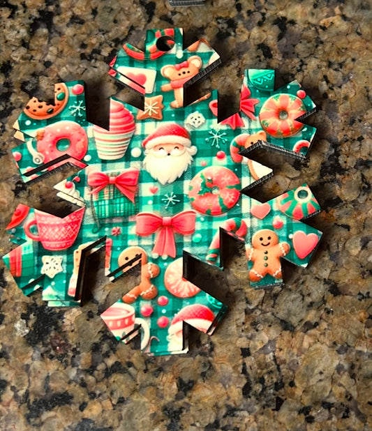 Santa Treats Snowflake Ornament