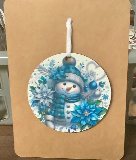 Blue Snowman Ornament