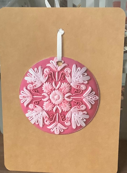 Metal Pink Snowflake Ornament