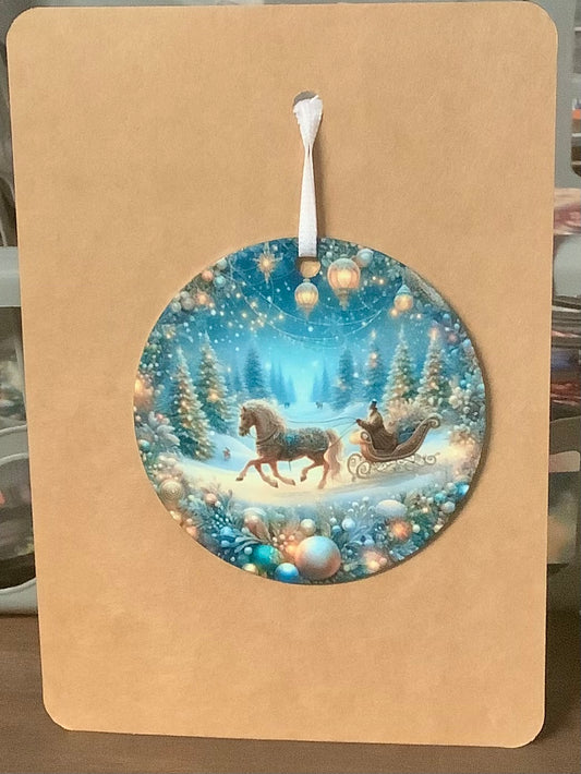 Metal Sleigh Riders Ornament