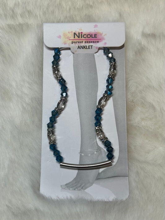 Stretch Beaded Anklet-Blue